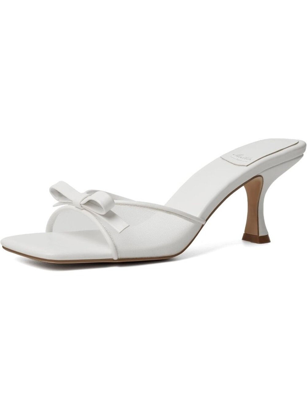 Women White 3 Round Toe Kitten Heels Stiletto Strapless Backless Party Sandal